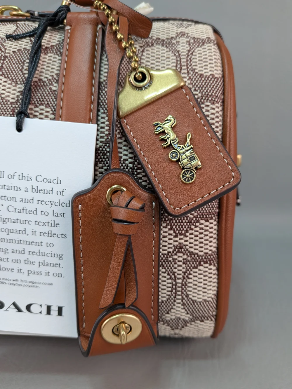 Coach C8529 Ruby Satchel 25 Signature Canvas Jacquard Leather Crossbody Bag